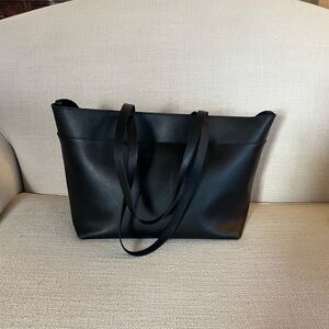 Madewell The Zip-Top Essential Tote - Black Genuine Leather (EUC with tags!)